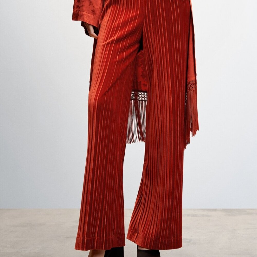 MANGO Pleated Velvet Pants - Size S